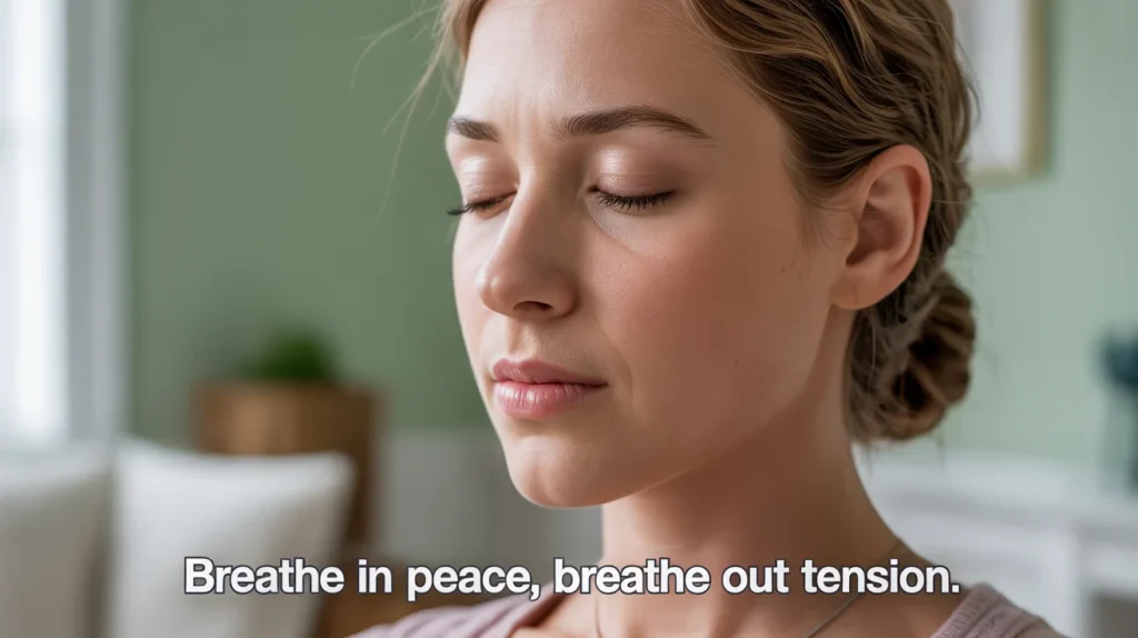 Breathe in peace, breathe out tension.