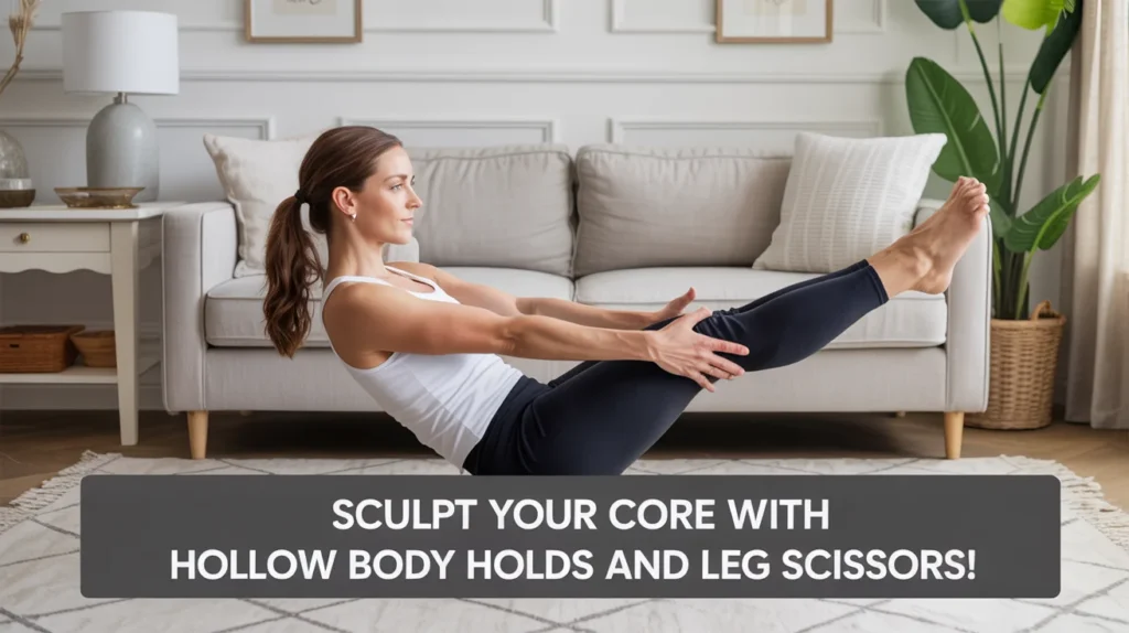 Sculpt Your Core with Hollow Body Holds and Leg Scissors!