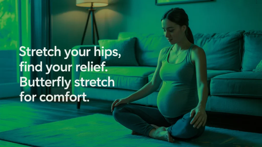 Stretch your hips, find your relief. Butterfly stretch for comfort.