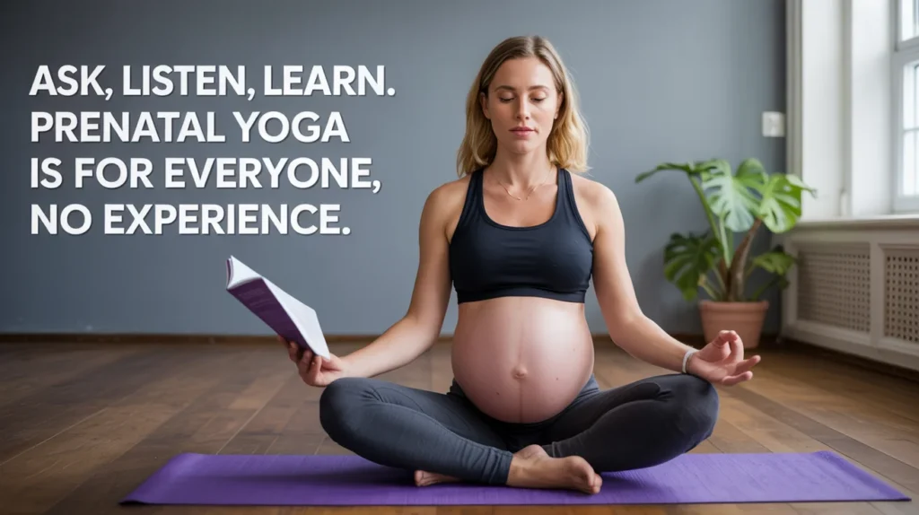 Ask, listen, learn. Prenatal yoga is for everyone, no experience required.