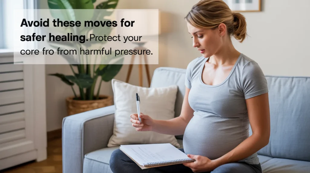 Avoid these moves for safer healing. Protect your core from harmful pressure.