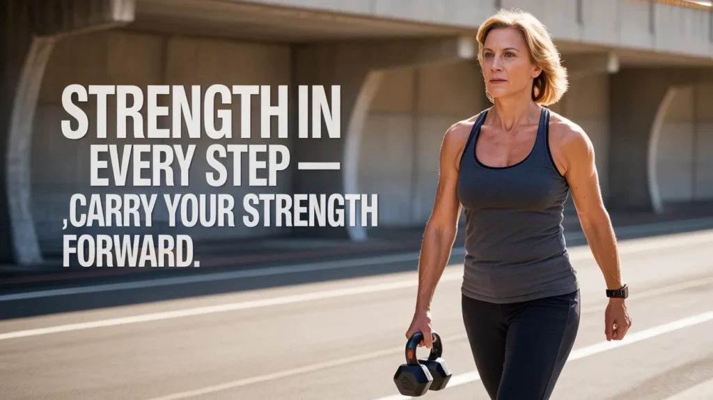 Strength in every step—carry your strength forward.
