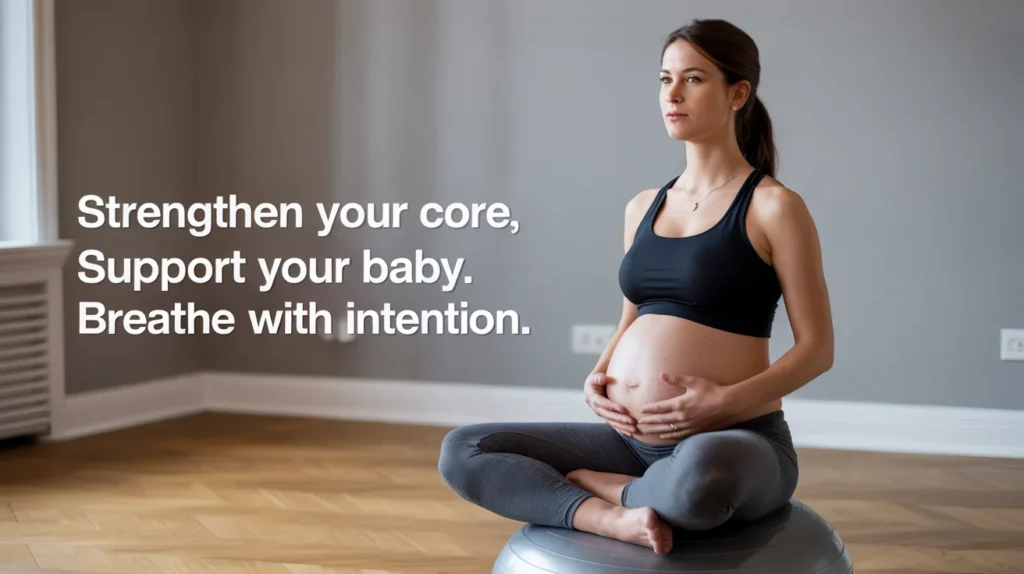 Strengthen Your Core, Support Your Baby. Breathe with Intention