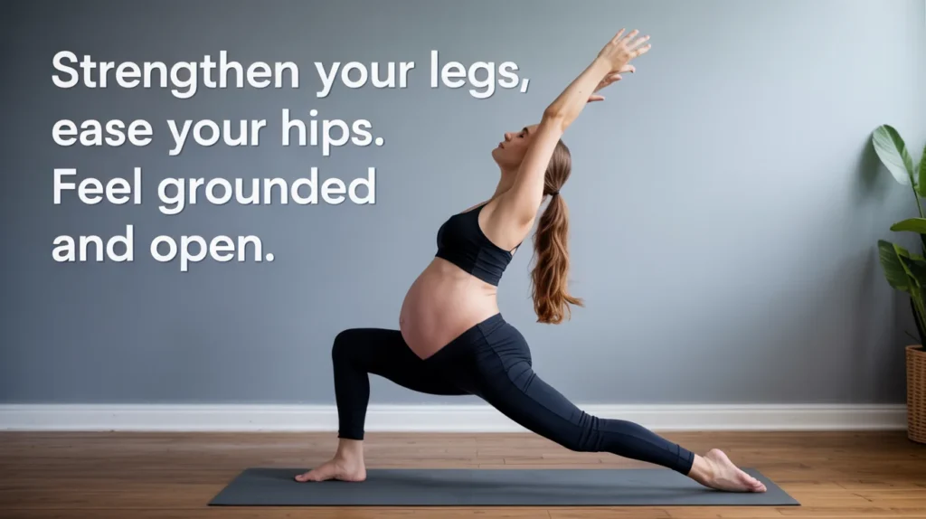 Strengthen your legs, ease your hips. Feel grounded and open.