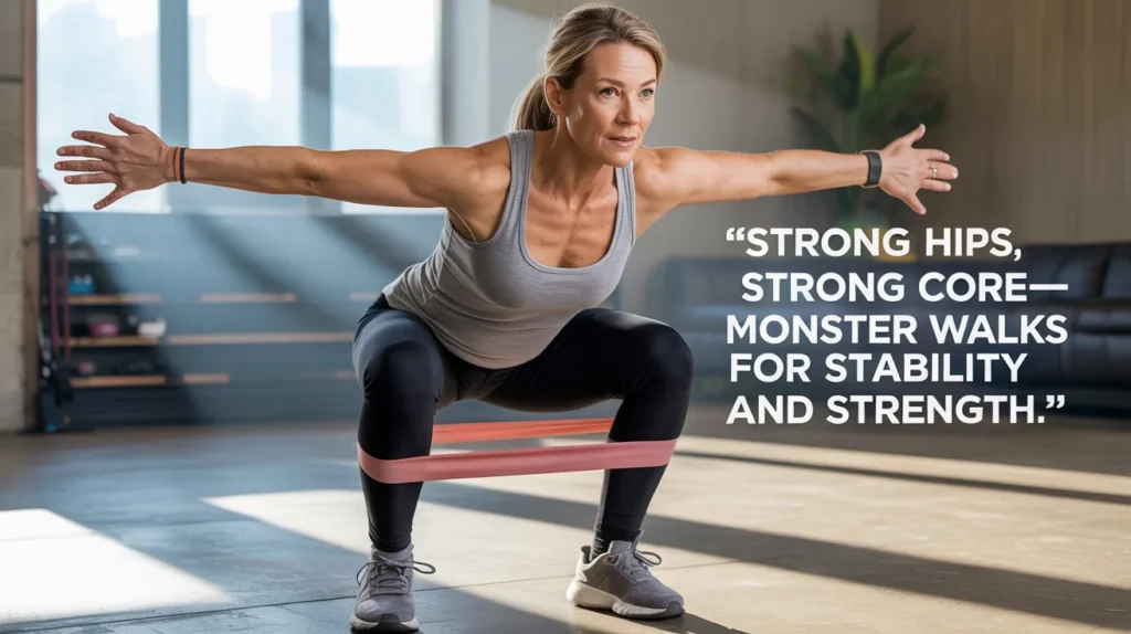 Strong hips, strong core—monster walks for stability and strength.