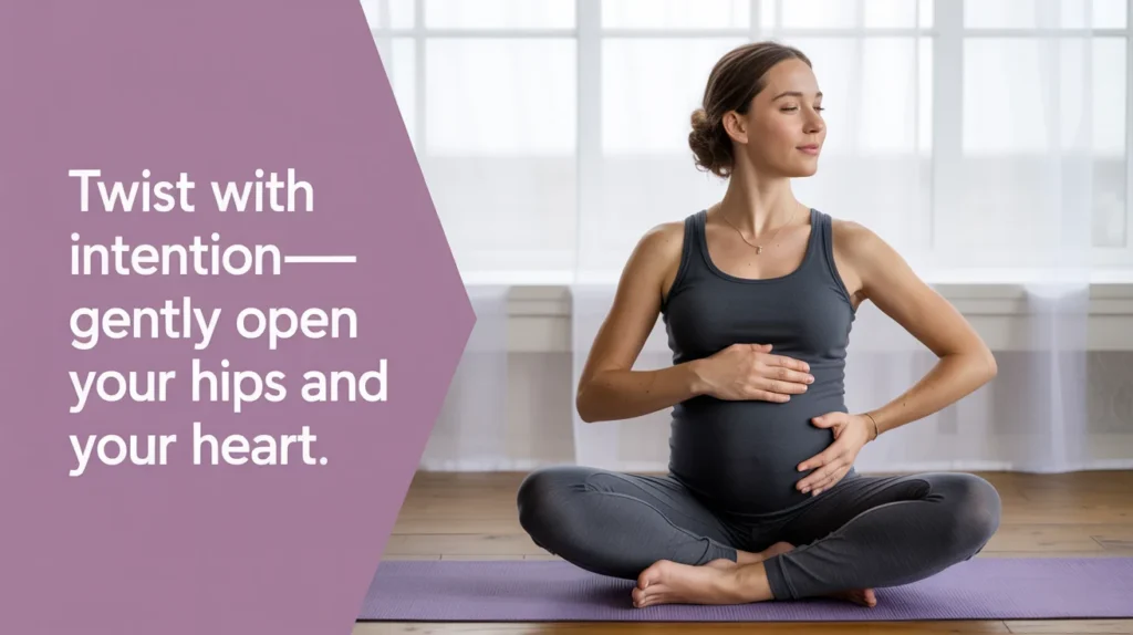 Twist with intention—gently open your hips and your heart.