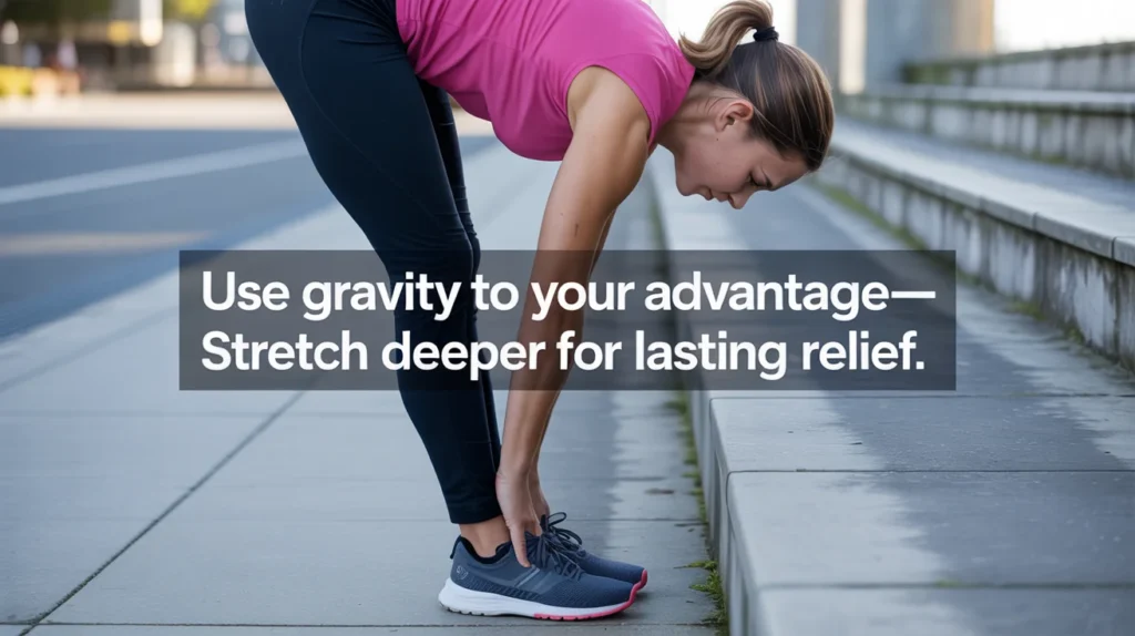 Use gravity to your advantage—stretch deeper for lasting relief.
