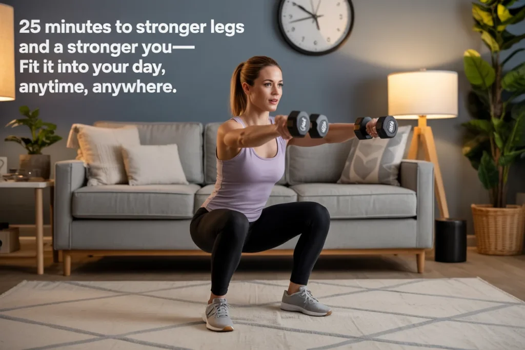 25 minutes to stronger legs and a stronger you—fit it into your day, anytime, anywhere.