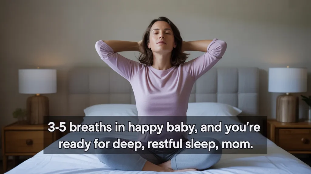 3-5 breaths in Happy Baby, and youโre ready for deep, restful sleep, mom
