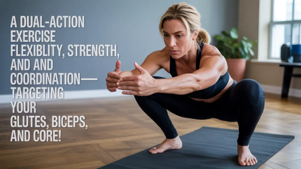 A dual-action exercise for flexibility, strength, and coordination—targeting your glutes, biceps, and core!