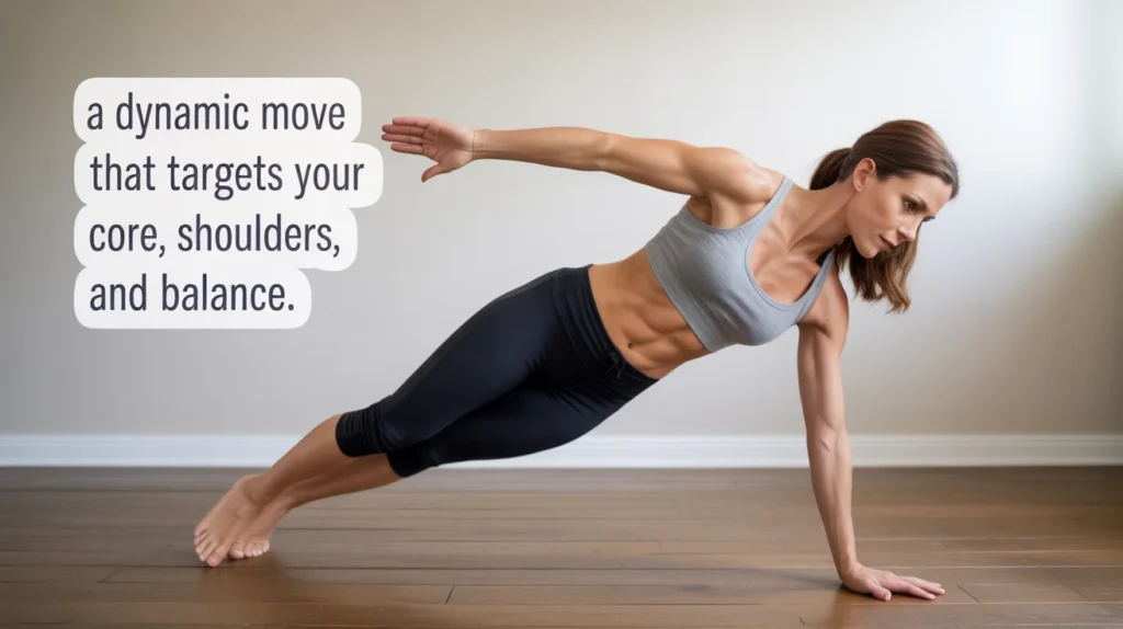 A dynamic move that targets your core, shoulders, and balance.