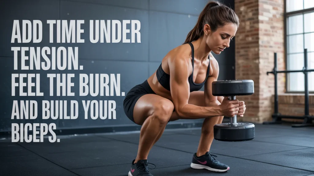 Add time under tension. Feel the burn and build your biceps