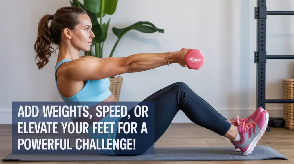 Add weights, speed, or elevate your feet for a powerful challenge!