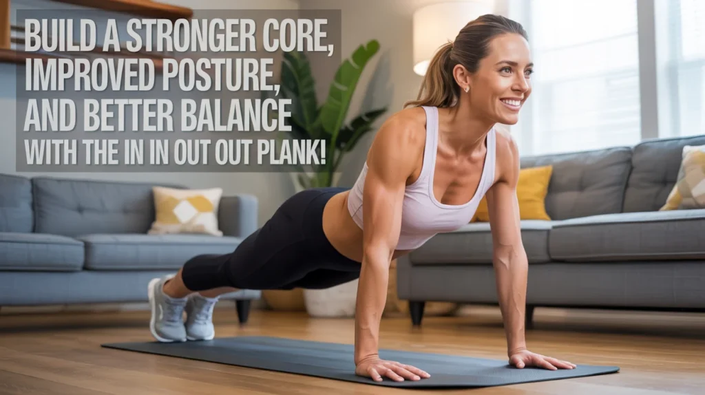 Build a stronger core, improved posture, and better balance with the In In Out Out Plank!