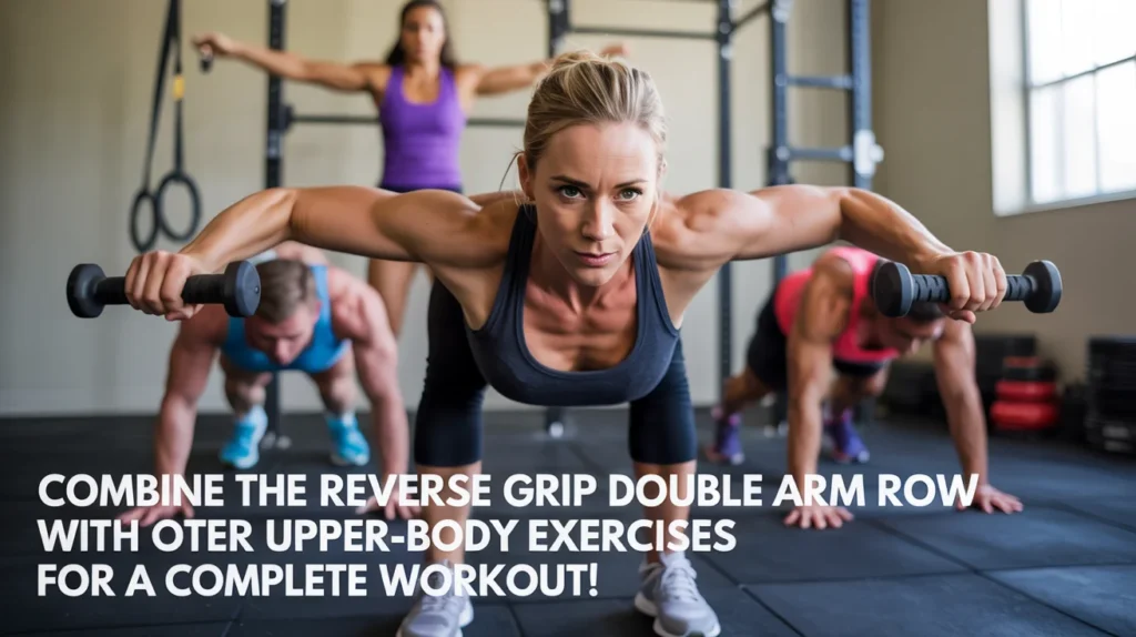 Combine the Reverse Grip Double Arm Row with other upper-body exercises for a complete workout!