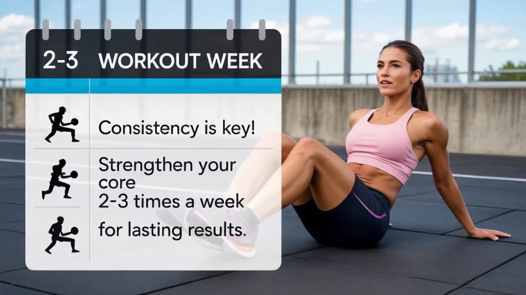 Consistency is key! Strengthen your core 2-3 times a week for lasting results.