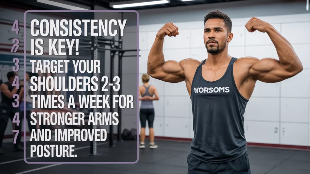 Consistency is key! Target your shoulders 2-3 times a week for stronger arms and improved posture.