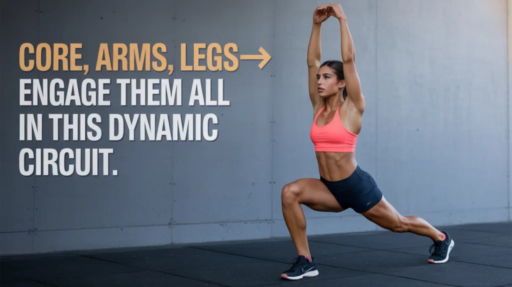 Core, arms, legs—engage them all in this dynamic circuit.