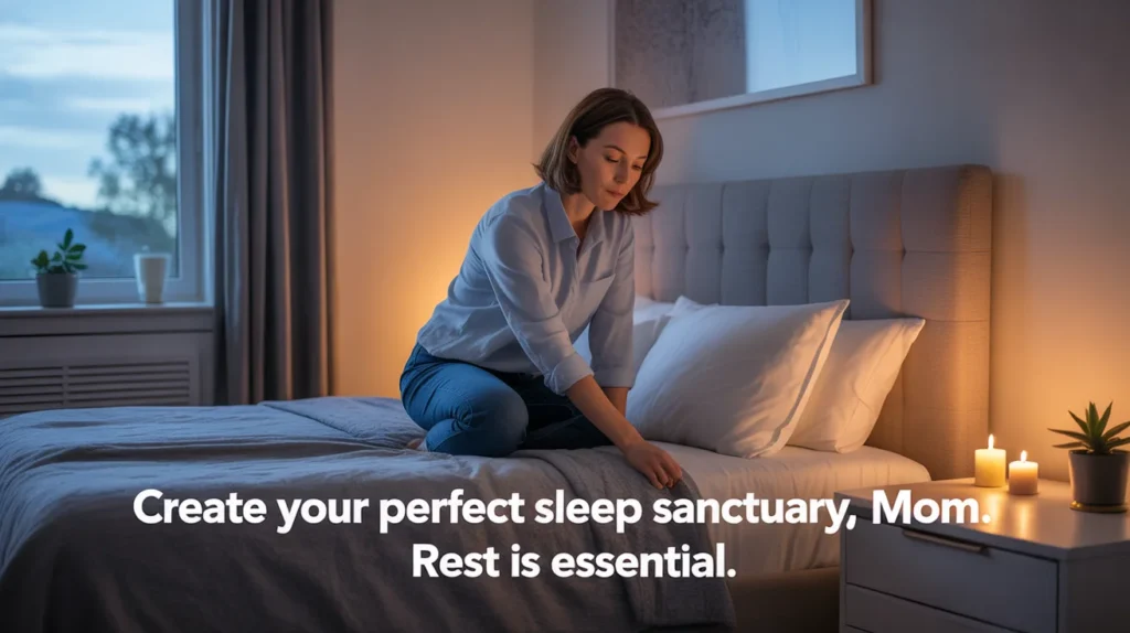 Create your perfect sleep sanctuary, mom. Rest is essential.