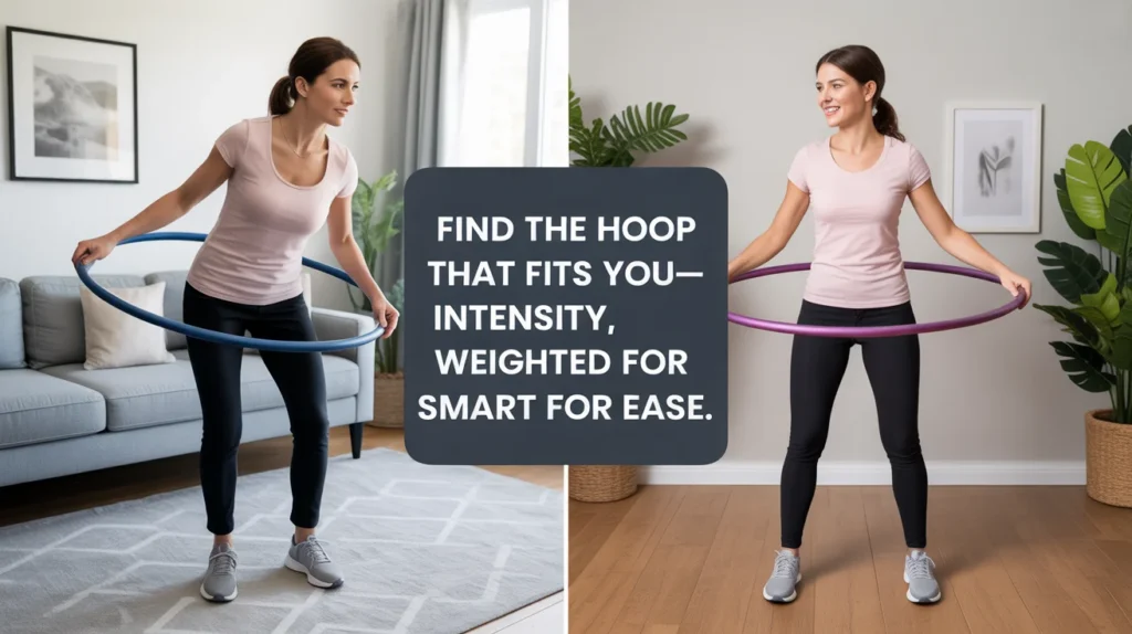 Find the hoop that fits you—weighted for intensity, smart for ease.
