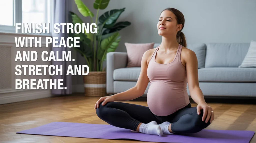 Finish strong with peace and calm. Stretch and breathe.