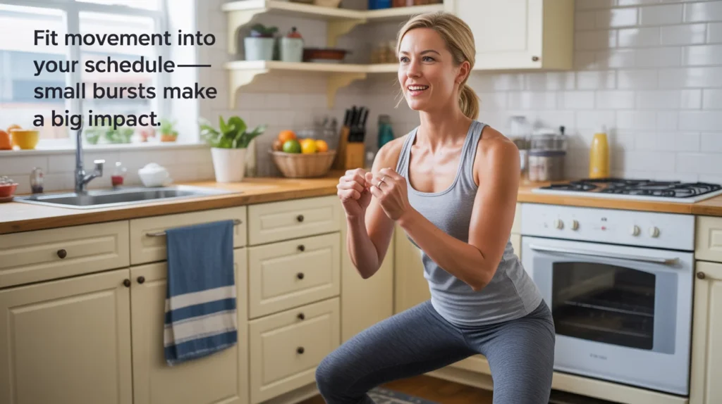 Fit movement into your schedule—small bursts make a big impact.