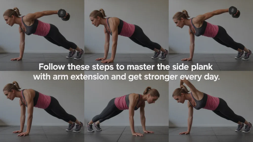 Follow these steps to master the Side Plank with Arm Extension and get stronger every day.