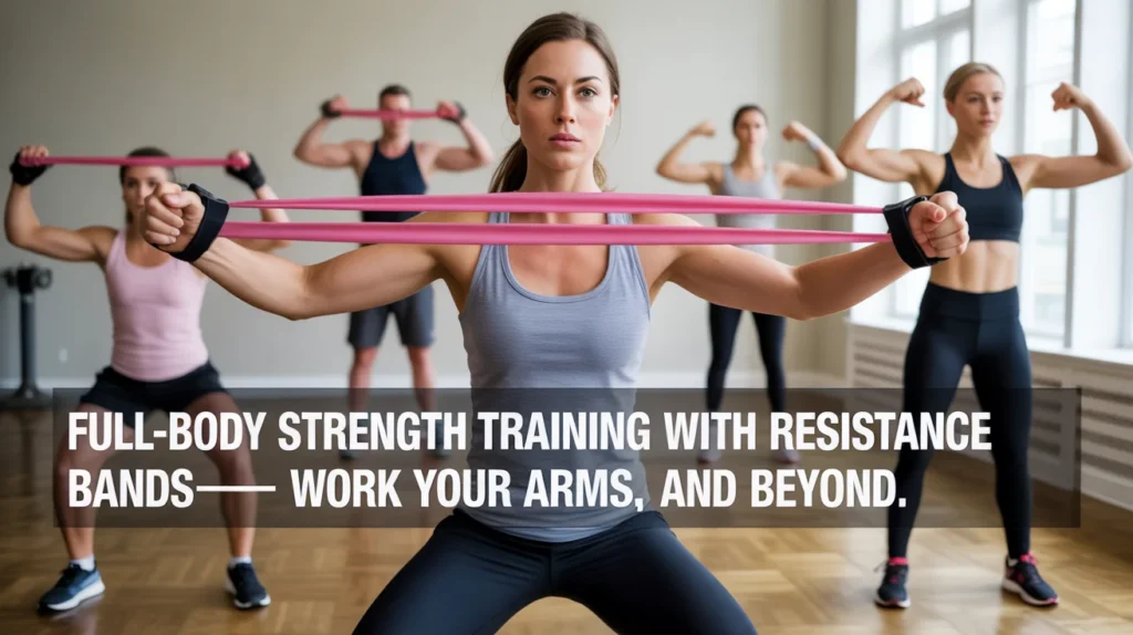 Full-body strength training with resistance bands—work your arms and beyond.