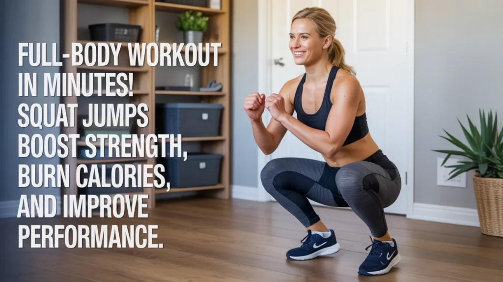 Full-body workout in minutes! Squat Jumps boost strength, burn calories, and improve performance
