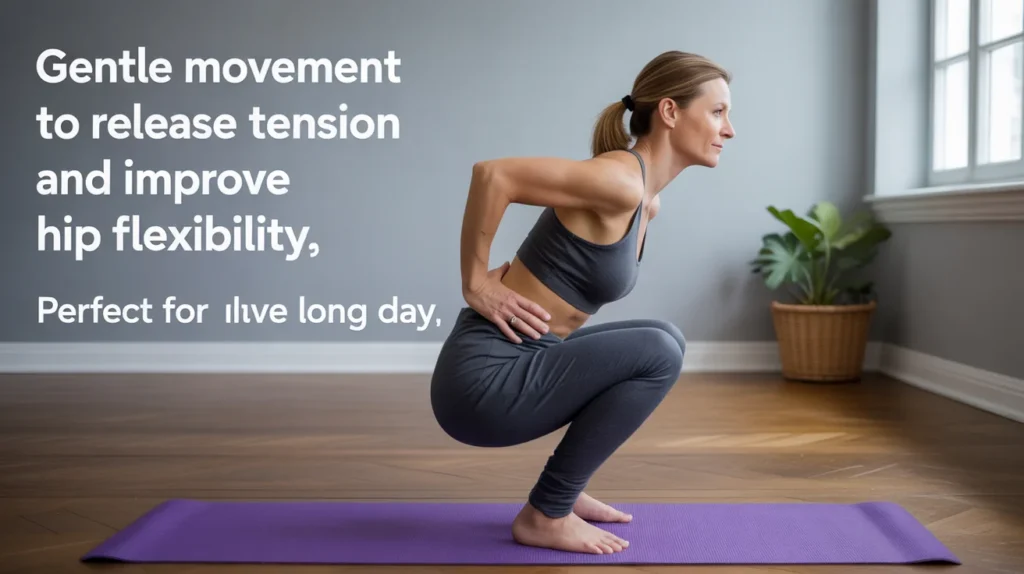 Gentle movement to release tension and improve hip flexibility.