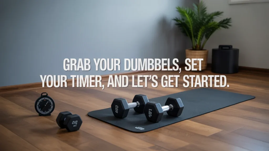 Grab your dumbbells, set your timer, and letโs get started.