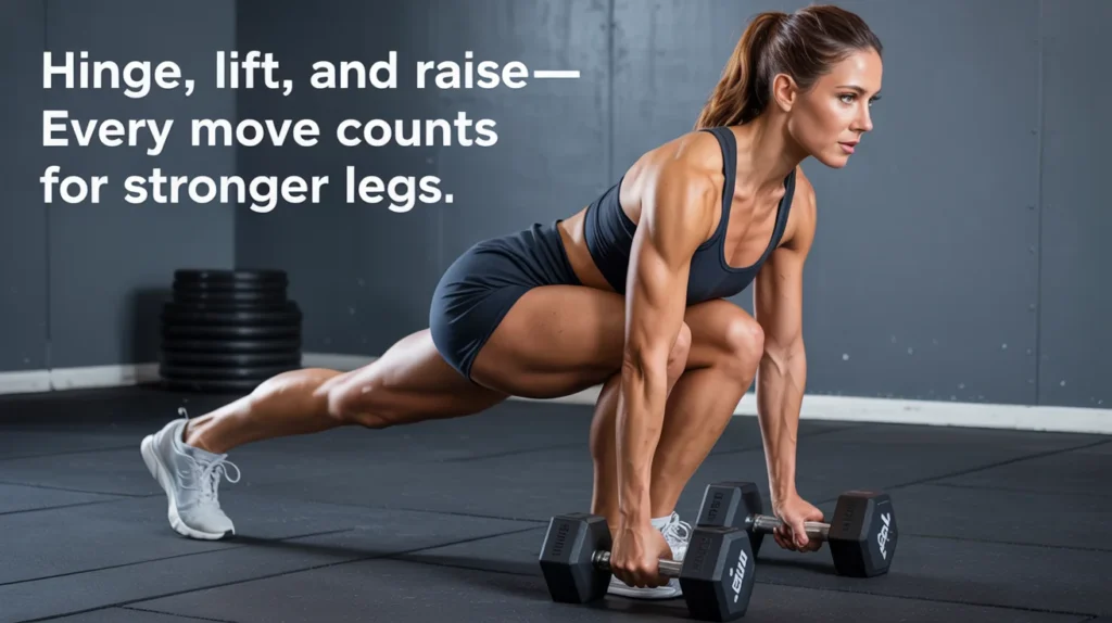 Hinge, lift, and raise—every move counts for stronger legs.