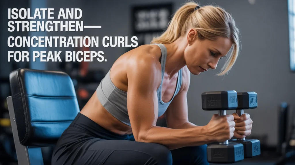 Isolate and strengthen—concentration curls for peak biceps.