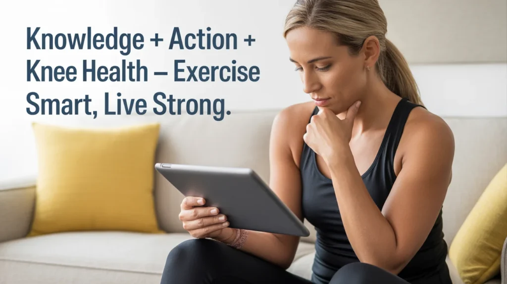 Knowledge + Action = Knee Health – Exercise Smart, Live Strong.