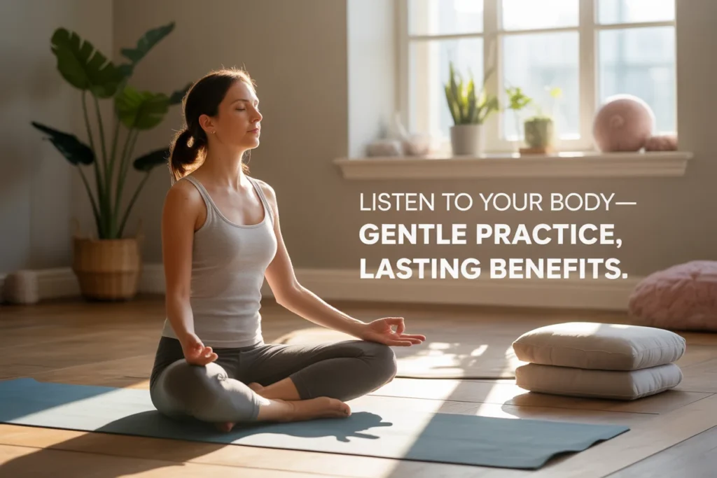 Listen to your body—gentle practice, lasting benefits.