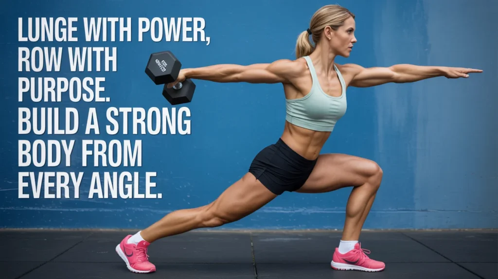 Lunge with power, row with purpose. Build a strong body from every angle.