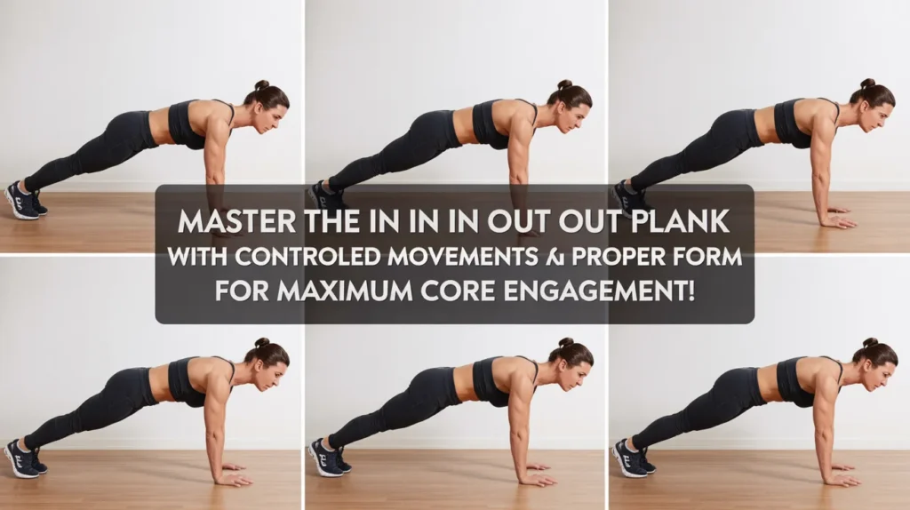 Master the In In Out Out Plank with controlled movements and proper form for maximum core engagement!