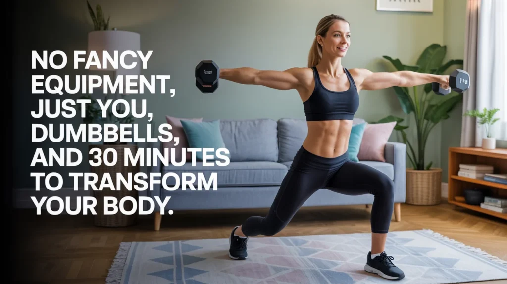 No fancy equipment, just you, dumbbells, and 30 minutes to transform your body.
