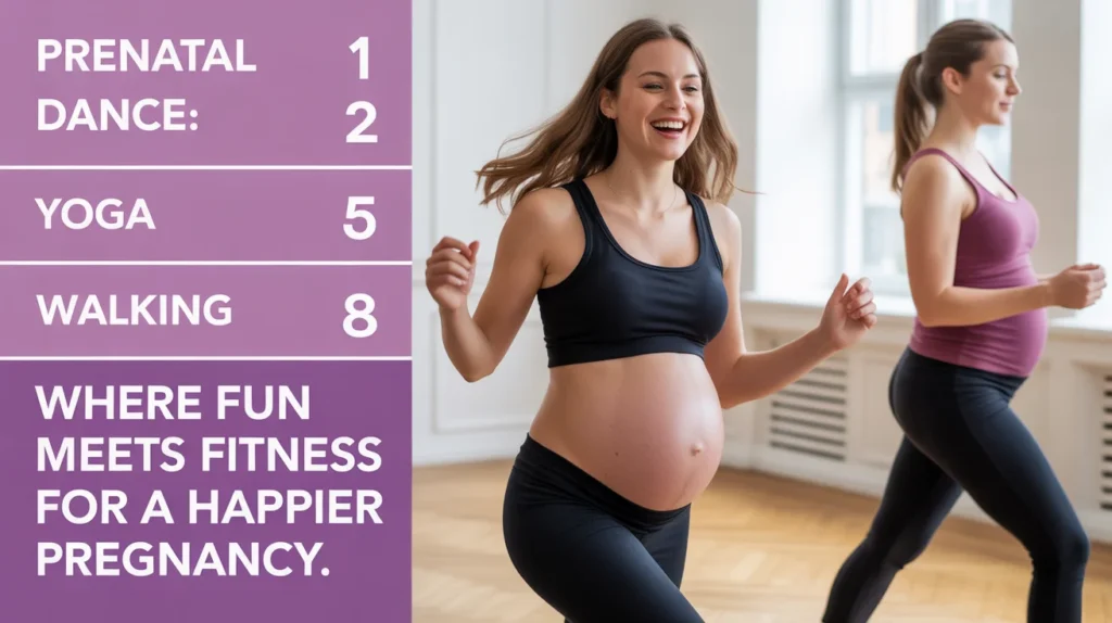 Prenatal dance where fun meets fitness for a happier pregnancy.