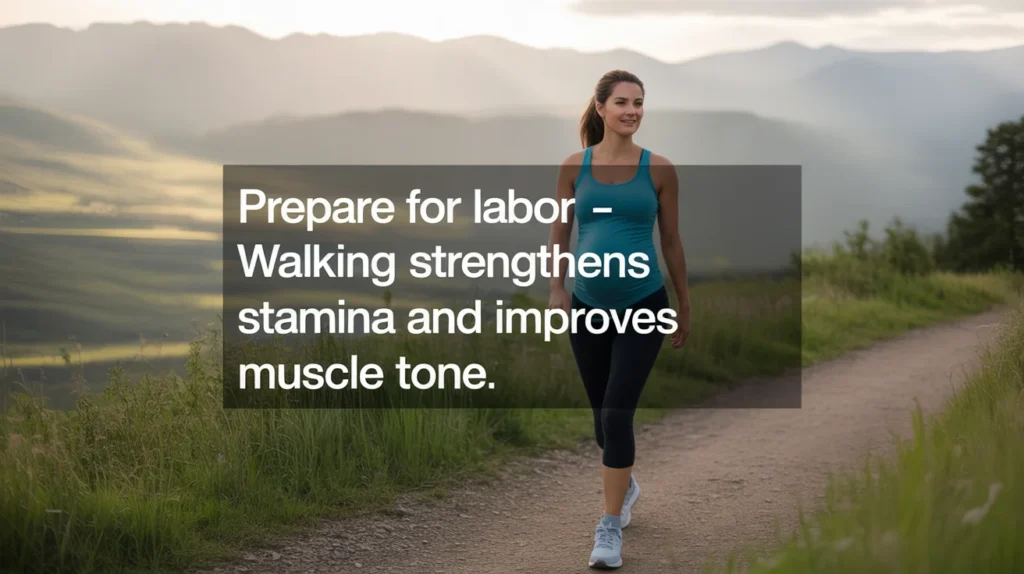 Prepare for Labor – Walking Strengthens Stamina and Improves Muscle Tone.