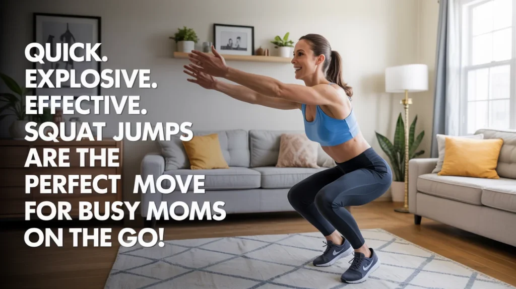 Quick. Explosive. Effective. Squat Jumps are the perfect move for busy moms on the go!