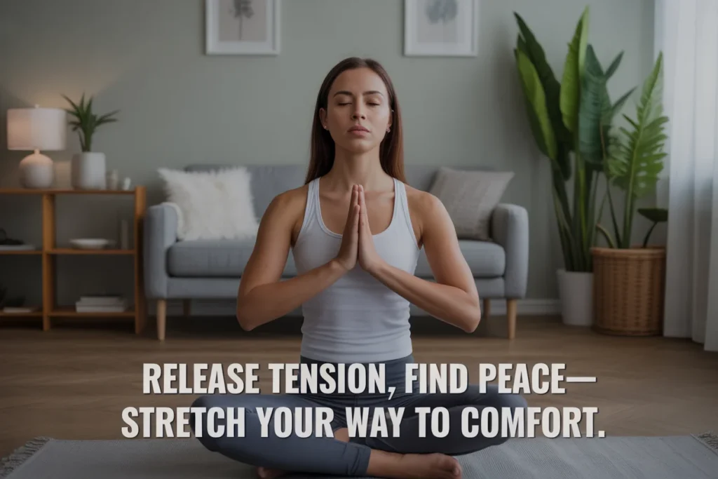 Release tension, find peace—stretch your way to comfort.