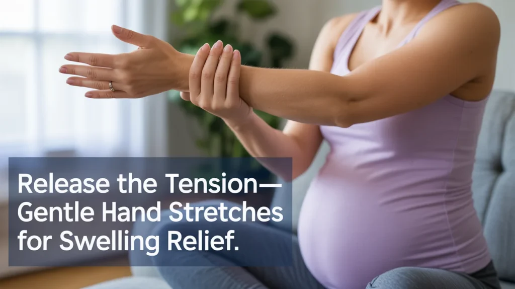 Release the tension—gentle hand stretches for swelling relief.