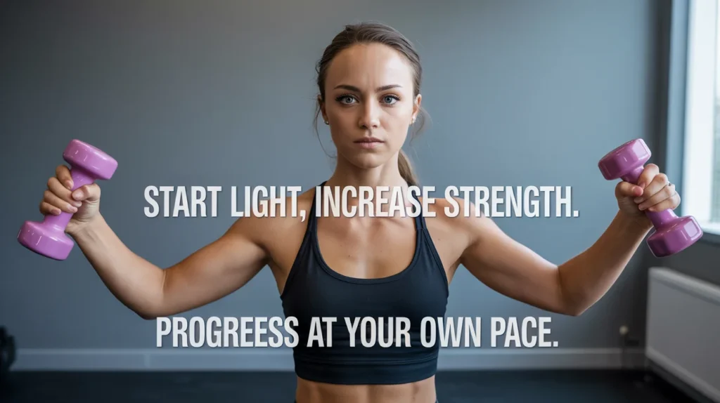 Start light, increase strength. Progress at your own pace.