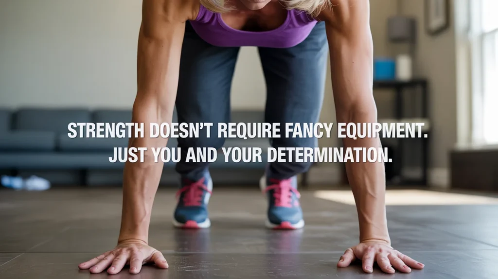 Strength doesn’t require fancy equipment. Just you and your determination.