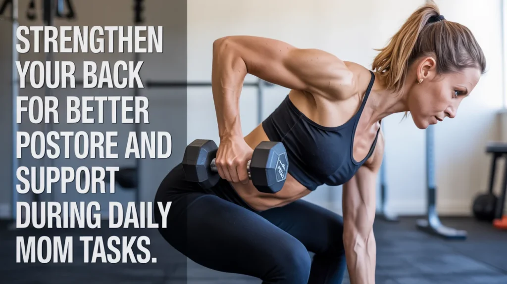 Strengthen your back for better posture and support during daily mom tasks.