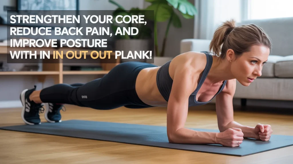 Strengthen your core, reduce back pain, and improve posture with the In In Out Out Plank!