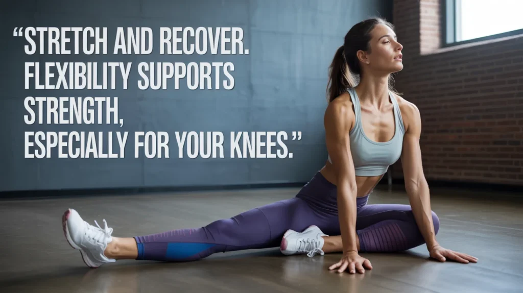 Stretch and recover. Flexibility supports strength, especially for your knees.