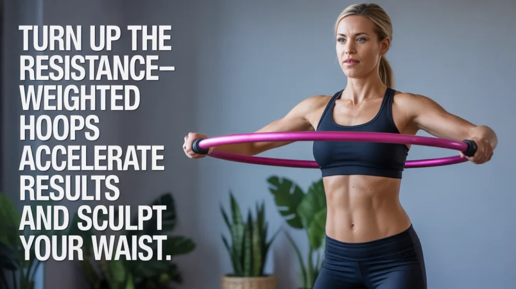 Turn up the resistance—weighted hoops accelerate results and sculpt your waist.