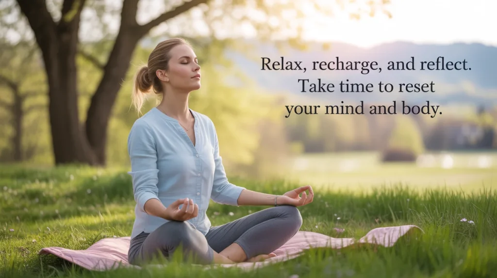 Relax, recharge, and reflect. Take time to reset your mind and body.